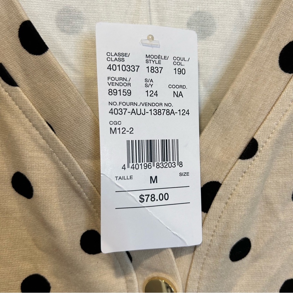 Laura Polka Dot V-Neck Top Tan Black - Picture 10 of 12